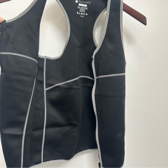 SaunaFX Neoprene Women’s Vest Full Zip Suit Top Black Gray Medium - Picture 3 of 5